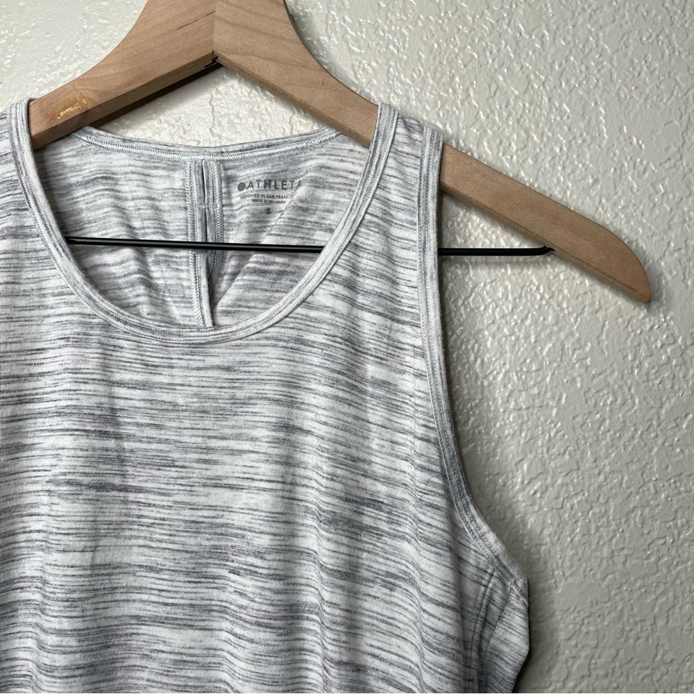 Athleta Essence Spacedye Tie Back Tank Gray Striped Women's Workout Tank Top - Picture 7 of 13